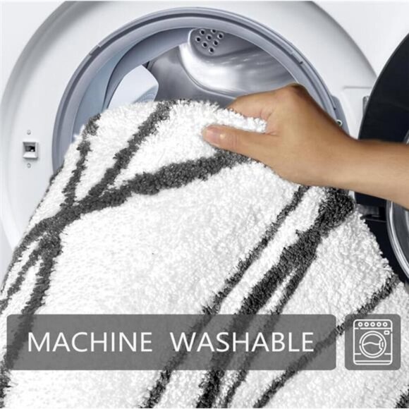 Tititex Bathroom New Luxury Bath Mat White & Gray 24" x 36 " (Rectangular) - Picture 13 of 16